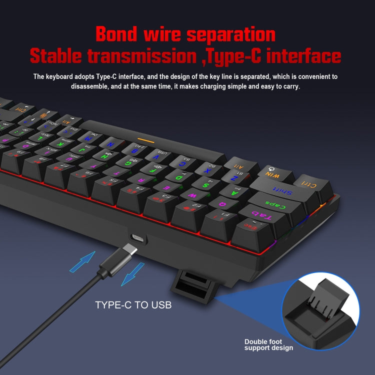HXSJ L800 61 Keys Bluetooth 5.0 / 2.4G Wireless / Type-C Wired Three Modes Blue Shaft Mechanical Keyboard(Black) - free shipping - PMC Jewellery - Order now!