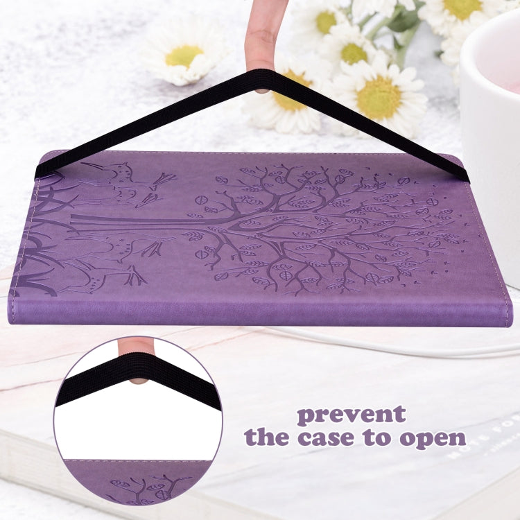 For Huawei MediaPad M5 lite Tree & Deer Pattern Pressed Printing Horizontal Flip PU Leather Case with Holder & Card Slots(Purple) - Huawei by PMC TechLife | Online Shopping South Africa | PMC TechLife | Buy Now Pay Later Mobicred