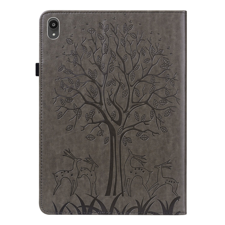 For Lenovo Tab P11 2020 / P11 Plus 2021 Tree & Deer Pattern Pressed Printing Horizontal Flip PU Leather Case with Holder & Card Slots(Grey) - Lenovo by PMC TechLife | Online Shopping South Africa | PMC TechLife | Buy Now Pay Later Mobicred