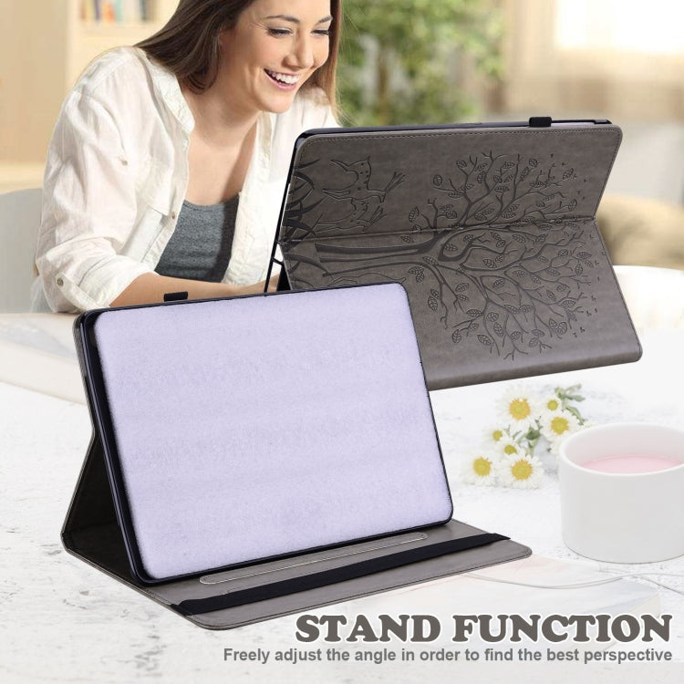 For Lenovo Tab P11 2020 / P11 Plus 2021 Tree & Deer Pattern Pressed Printing Horizontal Flip PU Leather Case with Holder & Card Slots(Grey) - Lenovo by PMC TechLife | Online Shopping South Africa | PMC TechLife | Buy Now Pay Later Mobicred