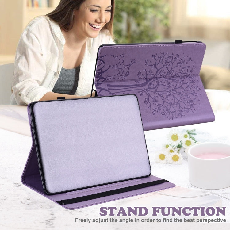 For Lenovo Tab M10 HD Gen 2 Tree & Deer Pattern Pressed Printing Horizontal Flip PU Leather Case with Holder & Card Slots(Purple) - Lenovo by PMC TechLife | Online Shopping South Africa | PMC TechLife | Buy Now Pay Later Mobicred