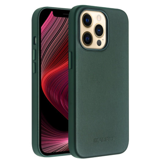 For iPhone 13 Pro QIALINO Nappa Cowhide MagSafe Magnetic Protective Case (Dark Green) - iPhone 13 Pro Cases by QIALINO | Online Shopping South Africa | PMC Jewellery | Buy Now Pay Later Mobicred