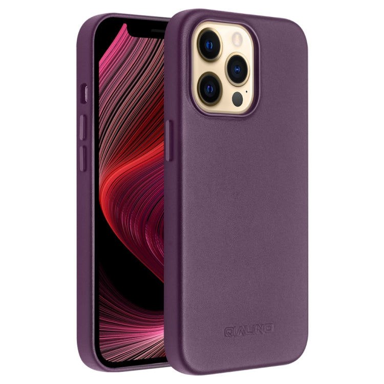 For iPhone 13 Pro Max QIALINO Nappa Cowhide MagSafe Magnetic Protective Case (Purple Crystal) - free shipping - PMC Jewellery - Order now!