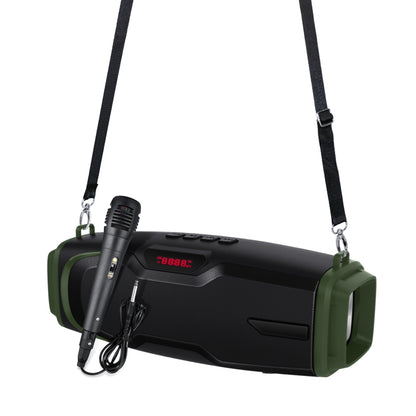 New Rixing NR-6012M Bluetooth 5.0 Portable Outdoor Karaoke Wireless Bluetooth Speaker with Microphone & Shoulder Strap(Green) - Desktop Speaker by NewRixing | Online Shopping South Africa | PMC Jewellery | Buy Now Pay Later Mobicred