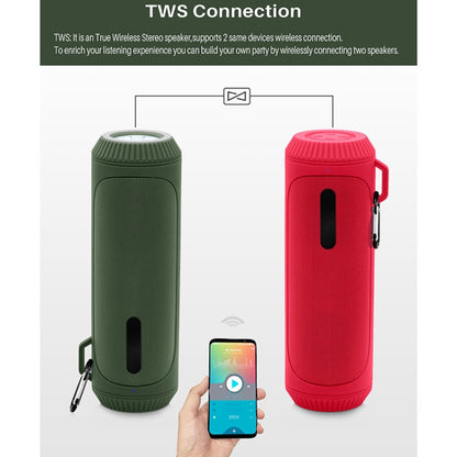 NewRixing NR-4016A TWS Outdoor Splashproof Bluetooth Speaker with Carabiner Handle & SOS Flashlight(Black) - Desktop Speaker by NewRixing | Online Shopping South Africa | PMC Jewellery | Buy Now Pay Later Mobicred