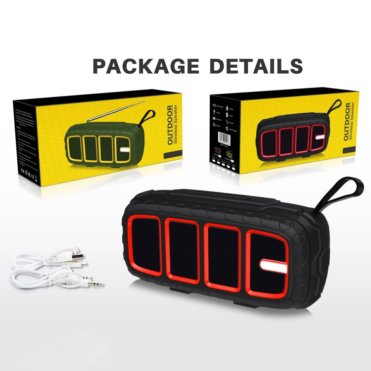 NewRixing NR-5018 Outdoor Portable Bluetooth Speaker, Support Hands-free Call / TF Card / FM / U Disk(Red+Black) - free shipping - PMC Jewellery - Order now!