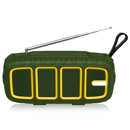 NewRixing NR-5018FM Outdoor Portable Bluetooth Speaker with Antenna, Support Hands-free Call / TF Card / FM / U Disk(Green+Yellow) - Desktop Speaker by NewRixing | Online Shopping South Africa | PMC Jewellery | Buy Now Pay Later Mobicred