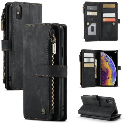 For iPhone XS Max CaseMe-C30 PU + TPU Multifunctional Horizontal Flip Leather Case with Holder & Card Slot & Wallet & Zipper Pocket(Black) - More iPhone Cases by CaseMe | Online Shopping South Africa | PMC Jewellery | Buy Now Pay Later Mobicred