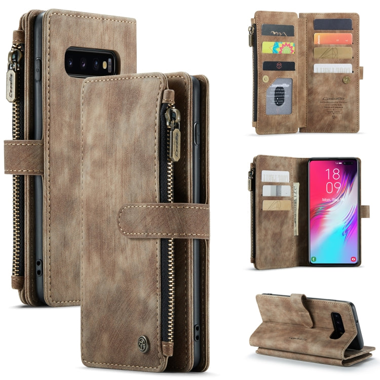 For Samsung Galaxy S10+ CaseMe-C30 PU + TPU Multifunctional Horizontal Flip Leather Case with Holder & Card Slot & Wallet & Zipper Pocket(Brown) - Galaxy Phone Cases by CaseMe | Online Shopping South Africa | PMC Jewellery | Buy Now Pay Later Mobicred