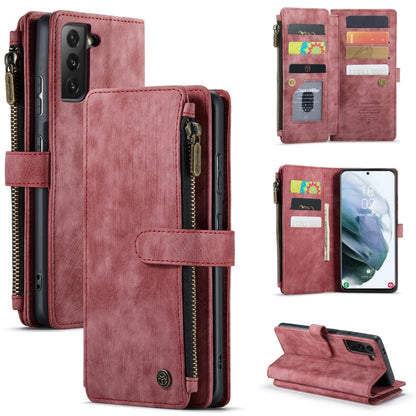 For Samsung Galaxy S21 FE CaseMe-C30 PU + TPU Multifunctional Horizontal Flip Leather Case with Holder & Card Slot & Wallet & Zipper Pocket(Red) - Galaxy Phone Cases by CaseMe | Online Shopping South Africa | PMC Jewellery