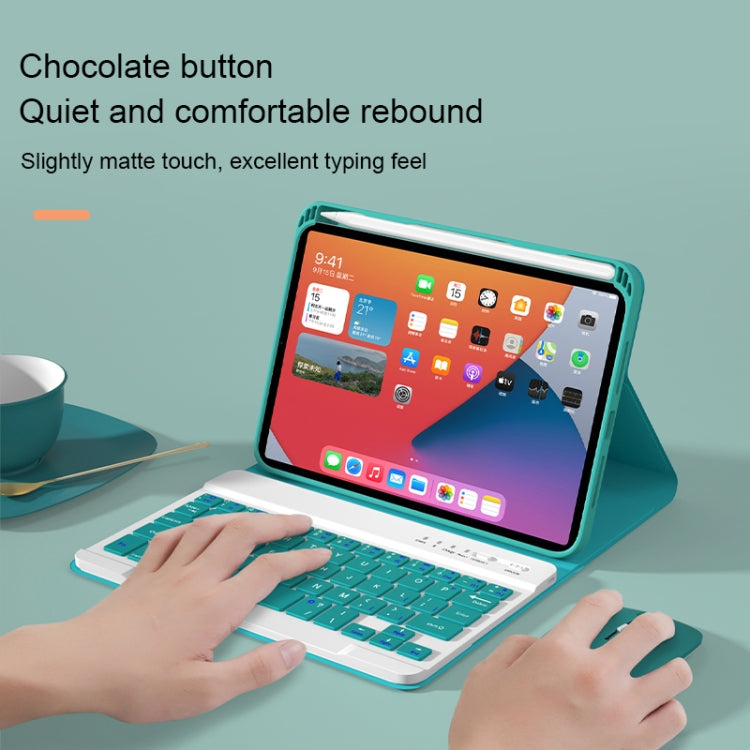 HK006D Square Keys Detachable Bluetooth Solid Color Keyboard Leather Tablet Case with Colorful Backlight & Holder for iPad mini 6(Dark Green) - For iPad mini by PMC TechLife | Online Shopping South Africa | PMC TechLife | Buy Now Pay Later Mobicred