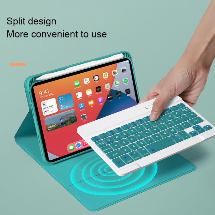 HK006D Square Keys Detachable Bluetooth Solid Color Keyboard Leather Tablet Case with Colorful Backlight & Holder for iPad mini 6(Dark Green) - For iPad mini by PMC TechLife | Online Shopping South Africa | PMC TechLife | Buy Now Pay Later Mobicred