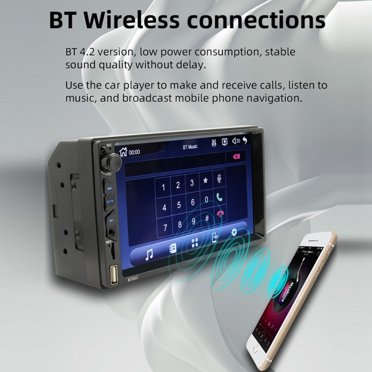 B700C HD 7 inch Universal Car MP5 Player with Wired Carplay, Support FM & Bluetooth & TF Card - Car MP3 & MP4 & MP5 by PMC TechLife | Online Shopping South Africa | PMC TechLife | Buy Now Pay Later Mobicred