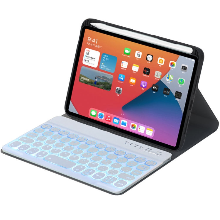 HY006D Round Keys Detachable Bluetooth Keyboard Leather Tablet Case with Colorful Backlight & Holder for iPad mini 6(Black) - For iPad mini by PMC TechLife | Online Shopping South Africa | PMC TechLife