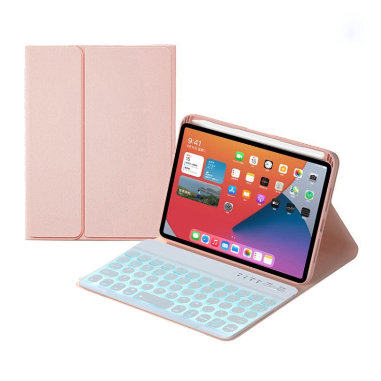 HY006D Round Keys Detachable Bluetooth Keyboard Leather Tablet Case with Colorful Backlight & Holder for iPad mini 6(Pink) - For iPad mini by PMC TechLife | Online Shopping South Africa | PMC TechLife