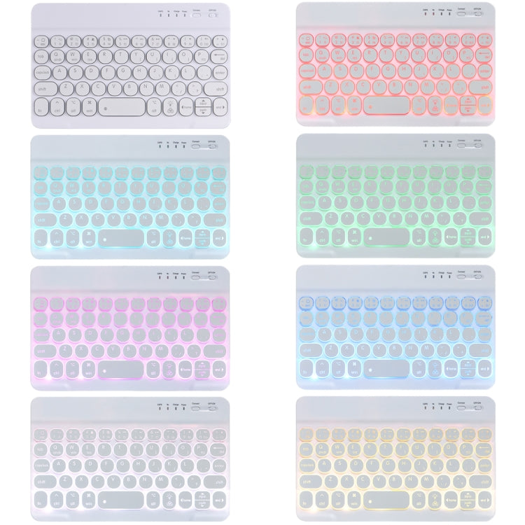 HY006D Round Keys Detachable Bluetooth Keyboard Leather Tablet Case with Colorful Backlight & Holder for iPad mini 6(Light Purple) - For iPad mini by PMC TechLife | Online Shopping South Africa | PMC TechLife | Buy Now Pay Later Mobicred