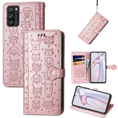 For Blackview A100 Lovely Cat and Dog Embossing Pattern Horizontal Flip Leather Case , with Holder & Card Slots & Wallet & Cartoon Clasp & Lanyard(Rose Gold) - More Brand by PMC Jewellery | Online Shopping South Africa | PMC Jewellery | Buy Now Pay Later Mobicred