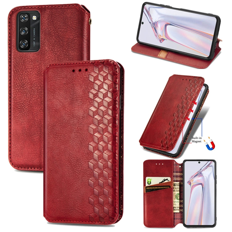 For Blackview A100 Cubic Grid Pressed Horizontal Flip Magnetic PU Leather Case with Holder & Card Slots & Wallet(Red) - More Brand by PMC TechLife | Online Shopping South Africa | PMC TechLife
