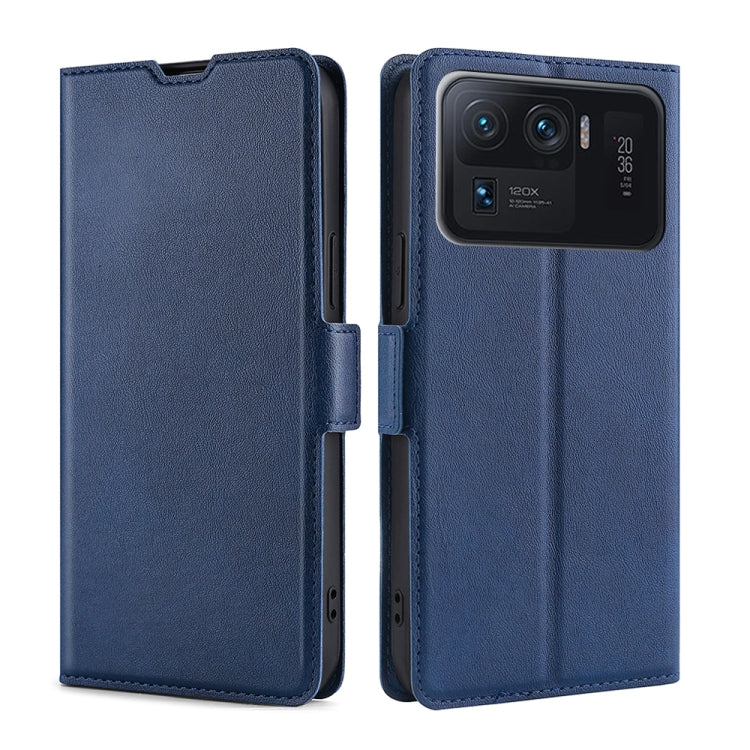 For Xiaomi Mi 11 Ultra Ultra-thin Voltage Side Buckle PU + TPU Horizontal Flip Leather Case with Holder & Card Slot(Blue) - Xiaomi Cases by PMC Jewellery | Online Shopping South Africa | PMC Jewellery