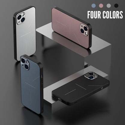 For iPhone 12 R-JUST RJ-52 3-Line Style Metal TPU Shockproof Protective Case(Blue) - iPhone 12 / 12 Pro Cases by R-JUST | Online Shopping South Africa | PMC Jewellery
