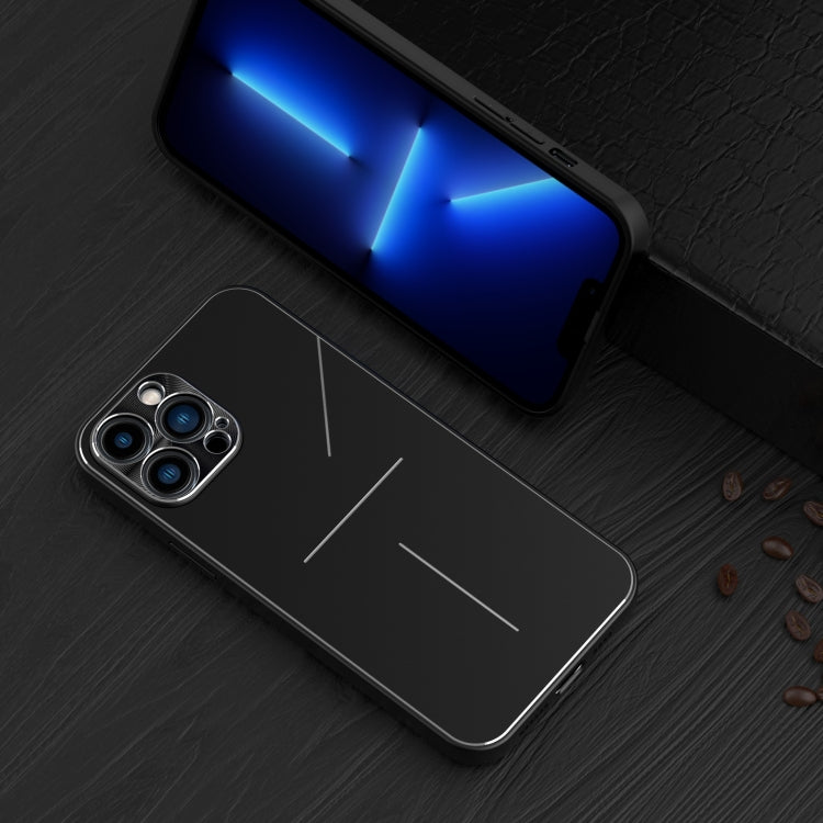 For iPhone 12 Pro Max R-JUST RJ-52 3-Line Style Metal TPU Shockproof Protective Case(Black) - iPhone 12 Pro Max Cases by R-JUST | Online Shopping South Africa | PMC TechLife | Buy Now Pay Later Mobicred