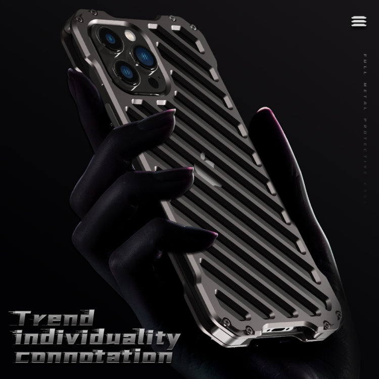 For iPhone 12 Pro R-JUST RJ-50 Hollow Breathable Armor Metal Shockproof Protective Case(Silver Grey) - free shipping - PMC TechLife - Order now!
