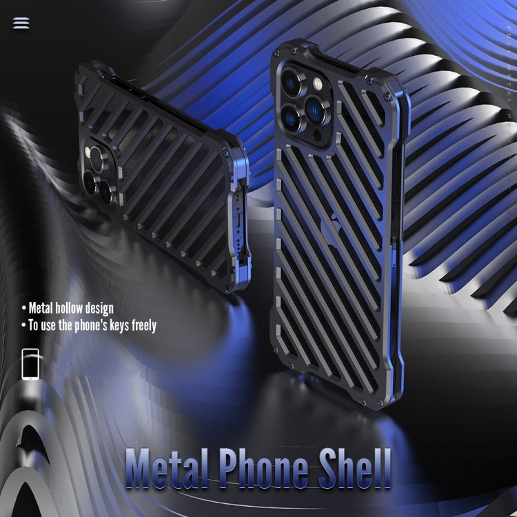For iPhone 12 Pro Max R-JUST RJ-50 Hollow Breathable Armor Metal Shockproof Protective Case(Silver Grey) - iPhone 12 Pro Max Cases by R-JUST | Online Shopping South Africa | PMC TechLife | Buy Now Pay Later Mobicred