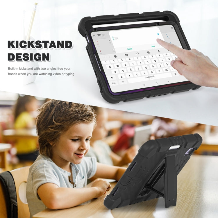 For iPad mini 6 3-Layer Protection Screen Frame + PC + Silicone Shockproof Combination Tablet Case with Holder(Black+Black) - iPad mini 6 Cases by PMC Jewellery | Online Shopping South Africa | PMC Jewellery | Buy Now Pay Later Mobicred