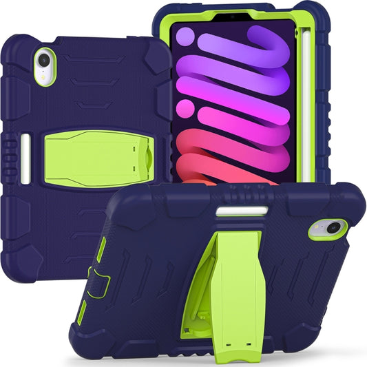 For iPad mini 6 3-Layer Protection Screen Frame + PC + Silicone Shockproof Combination Tablet Case with Holder(NavyBlue+Lime) - iPad mini 6 Cases by PMC Jewellery | Online Shopping South Africa | PMC Jewellery | Buy Now Pay Later Mobicred