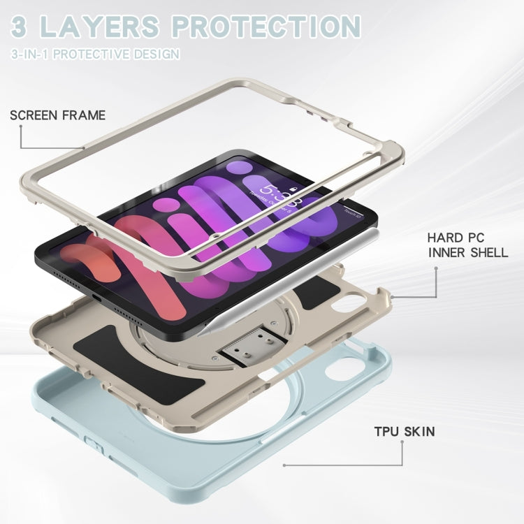 For iPad mini 6 360 Degree Rotation PC + TPU Protective Tablet Case with Holder & Hand-strap(Ice Blue) - iPad mini 6 Cases by PMC Jewellery | Online Shopping South Africa | PMC Jewellery | Buy Now Pay Later Mobicred