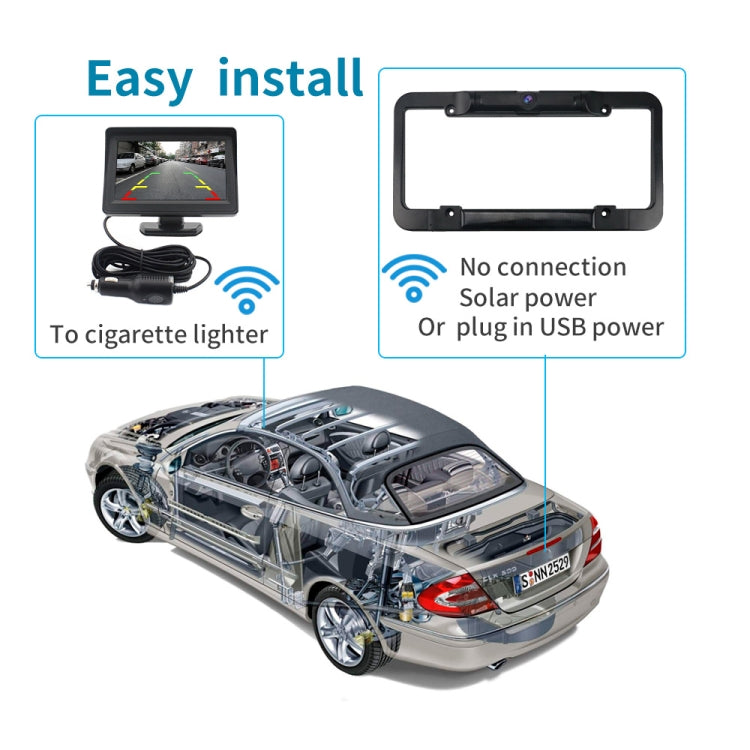 PZ620-W Car 4.3-inch Digital USA Frame Solar Wireless Reversing Image - Car Monitor by PMC TechLife | Online Shopping South Africa | PMC TechLife | Buy Now Pay Later Mobicred