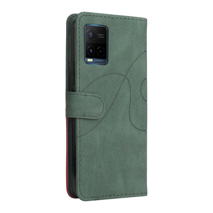 For vivo Y21 2020/Y21s/Y33s Dual-color Splicing Horizontal Flip PU Leather Case with Holder & Card Slots & Wallet(Green) - vivo Cases by PMC Jewellery | Online Shopping South Africa | PMC Jewellery | Buy Now Pay Later Mobicred