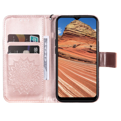 For vivo Y11s/Y12A/Y12s/Y20/Y20A/Y20s/Y20i/Y20G/Y20SG Pressed Printing Sunflower Pattern Horizontal Flip PU Leather Case with Holder & Card Slots & Wallet & Lanyard(Pink) - vivo Cases by PMC Jewellery | Online Shopping South Africa | PMC Jewellery