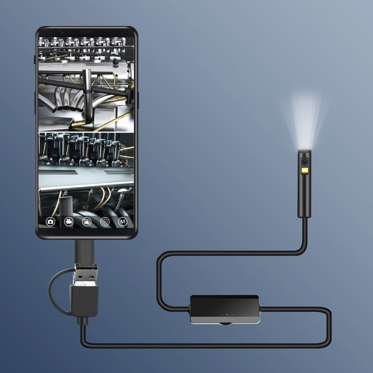 AN100 3 in 1 IP68 Waterproof USB-C / Type-C + Micro USB + USB Dual Cameras Industrial Digital Endoscope with 9 LEDs, Support Android System, Lens Diameter: 5.5mm, Length:5m Hard Cable -  by PMC Jewellery | Online Shopping South Africa | PMC Jewellery | Buy Now Pay Later Mobicred