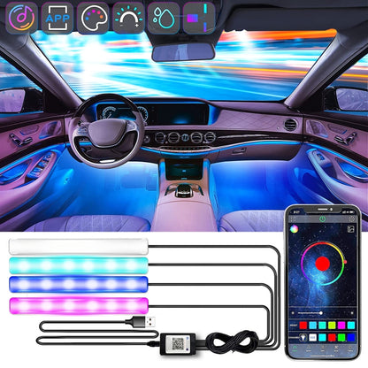 EV21 4 in 1 Bluetooth APP Car Ambient Light Atmosphere Lamp USB Version - Atmosphere lights by PMC Jewellery | Online Shopping South Africa | PMC Jewellery | Buy Now Pay Later Mobicred