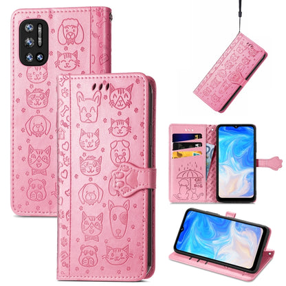 For Doogee N40 Pro Cat and Dog Embossed Horizontal Flip Phone Leather Case with Holder & Card Slot & Wallet & Lanyard(Pink) - More Brand by PMC Jewellery | Online Shopping South Africa | PMC Jewellery | Buy Now Pay Later Mobicred