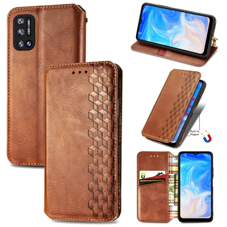 For Doogee N40 Pro Cubic Grid Pressed Horizontal Flip Magnetic Leather Case with Holder & Card Slots & Wallet(Brown) - More Brand by PMC TechLife | Online Shopping South Africa | PMC TechLife | Buy Now Pay Later Mobicred