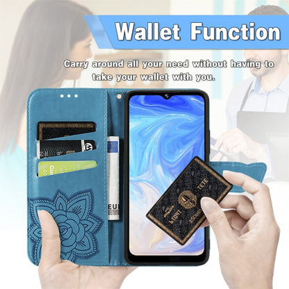 For DOOGEE N40 Pro Butterfly Love Flowers Embossed Horizontal Flip Leather Case with Holder & Card Slots & Wallet & Lanyard(Blue) - More Brand by PMC Jewellery | Online Shopping South Africa | PMC Jewellery | Buy Now Pay Later Mobicred