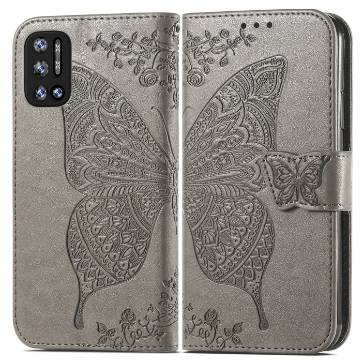 For DOOGEE N40 Pro Butterfly Love Flowers Embossed Horizontal Flip Leather Case with Holder & Card Slots & Wallet & Lanyard(Grey) - More Brand by PMC Jewellery | Online Shopping South Africa | PMC Jewellery | Buy Now Pay Later Mobicred