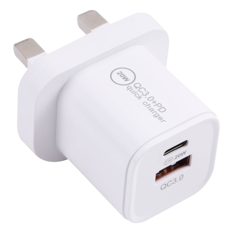 20WACB 20W QC3.0 + PD Quick Charger, Plug Specification:UK Plug(White) - USB Charger by PMC Jewellery | Online Shopping South Africa | PMC Jewellery | Buy Now Pay Later Mobicred