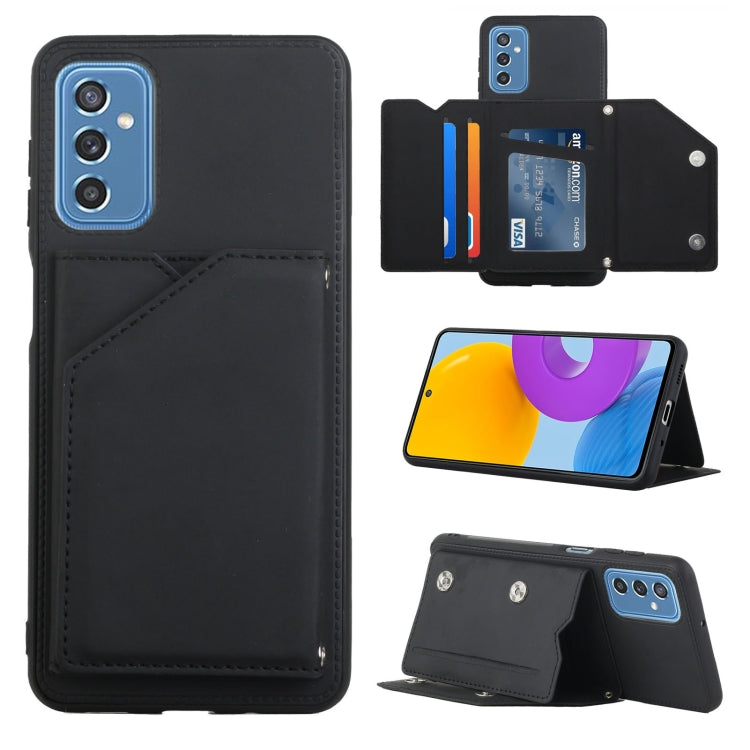 For Samsung Galaxy M52 5G Skin Feel PU + TPU + PC Back Cover Shockproof Phone Case with Card Slots & Holder & Photo Frame(Black) - Galaxy Phone Cases by PMC Jewellery | Online Shopping South Africa | PMC Jewellery