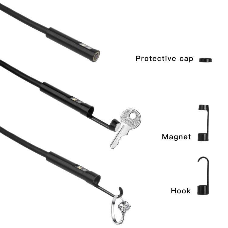F300 8mm IP68 Waterproof HD Dual Cameras Digital Endoscope, Length:2m Hard Cable(Black) -  by PMC TechLife | Online Shopping South Africa | PMC TechLife | Buy Now Pay Later Mobicred