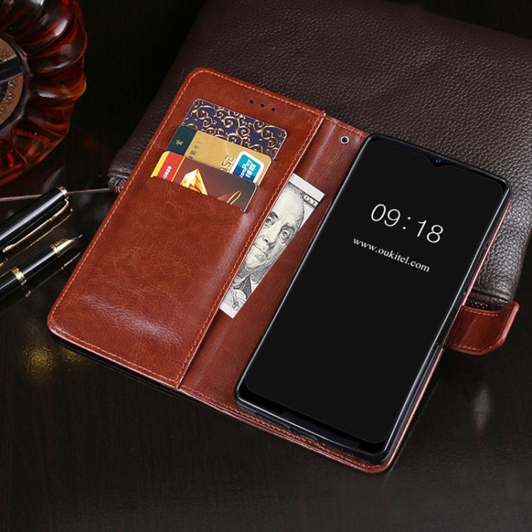 For Oukitel C25 idewei Crazy Horse Texture Leather Phone Case with Holder & Card Slots & Wallet(Black) - More Brand by idewei | Online Shopping South Africa | PMC Jewellery | Buy Now Pay Later Mobicred