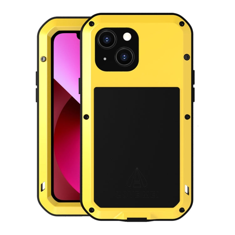 For iPhone 13 LOVE MEI Metal Shockproof Life Waterproof Dustproof Protective Phone Case(Yellow) - free shipping - PMC TechLife - Order now!