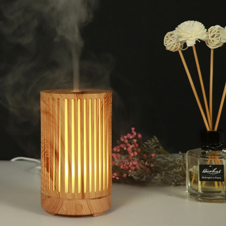 USB 200ml Hollow-out Forest Pattern Wooden Essential Oil Aromatherapy Machine Ultrasonic Humidifier Automatic Alcohol Sprayer(Light Brown-2) - free shipping - PMC TechLife - Order now!