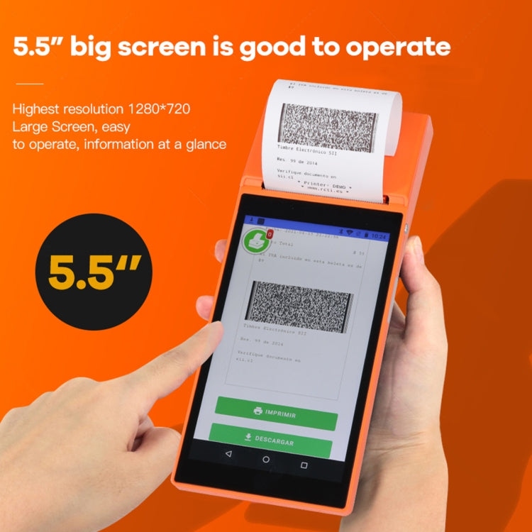 SGT-SP01 5.5 inch HD Screen Handheld POS Receipt Printer, Suit Version, EU Plug(Orange) - Receipt Printers by PMC Jewellery | Online Shopping South Africa | PMC Jewellery | Buy Now Pay Later Mobicred