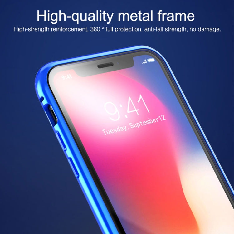 For iPhone XR Ultra Slim Double Sides Magnetic Adsorption Angular Frame Tempered Glass Magnet Flip Case(Black) - More iPhone Cases by PMC TechLife | Online Shopping South Africa | PMC TechLife | Buy Now Pay Later Mobicred