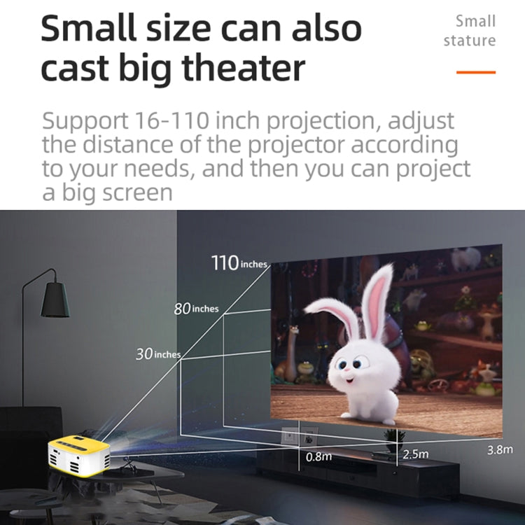 T20 320x240 400 Lumens Portable Home Theater LED HD Digital Projector, Same Screen Version, US Plug(White Yellow) - free shipping - PMC TechLife - Order now!
