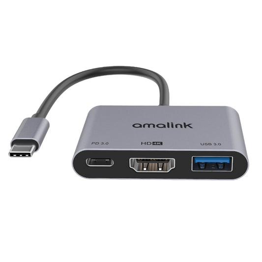 amalink 9175D Type-C / USB-C to HDMI + USB 3.0 + PD HUB Adapter(Grey) - USB HUB by amalink | Online Shopping South Africa | PMC Jewellery | Buy Now Pay Later Mobicred