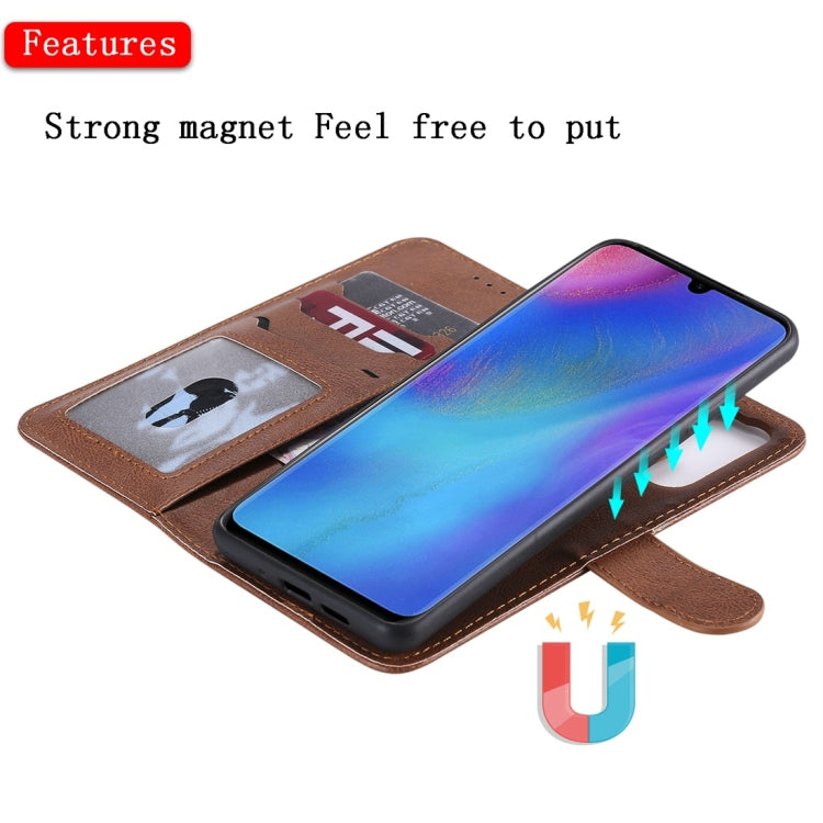 For Huawei P30 Pro Solid Color Horizontal Flip Protective Case with Holder & Card Slots & Wallet & Photo Frame & Lanyard(Brown) - Huawei Cases by PMC TechLife | Online Shopping South Africa | PMC TechLife